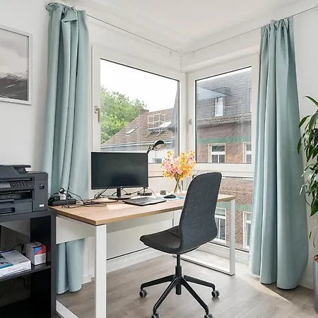 Appartement Federnest - Luxus-studio - Kingsize Boxspringbett - Home-office Mit Monitor Und Drucker - 11 Min Hbf