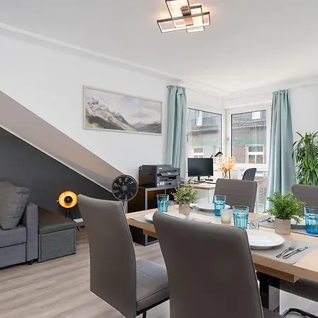Appartement Federnest - Luxus-studio - Kingsize Boxspringbett - Home-office Mit Monitor Und Drucker - 11 Min Hbf Duisburg