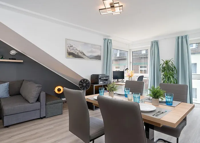 דירה Federnest - Luxus-studio - Kingsize Boxspringbett - Home-office Mit Monitor Und Drucker - 11 Min Hbf דיסבורג