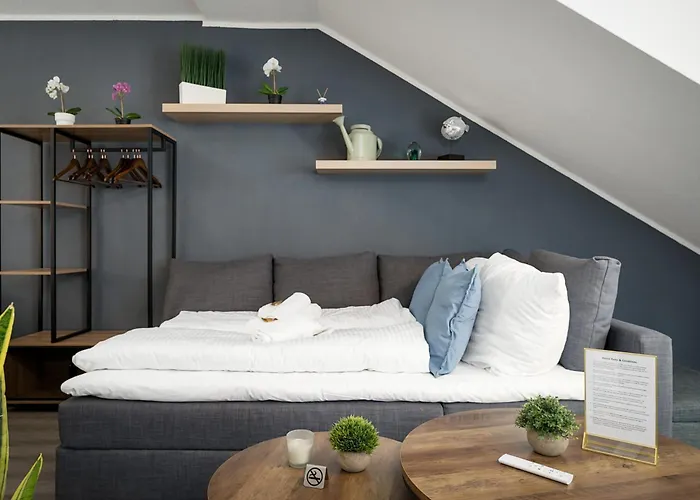 דירה Federnest - Luxus-studio - Kingsize Boxspringbett - Home-office Mit Monitor Und Drucker - 11 Min Hbf דיסבורג